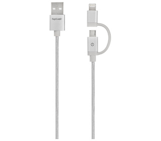 KeyOuest KO016008 câble USB 1,2 m USB A Micro-USB B/Lightning Argent