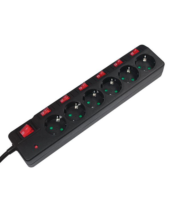 LogiLink LPS233 multiprise 1,5 m 6 sortie(s) CA Intérieure Noir