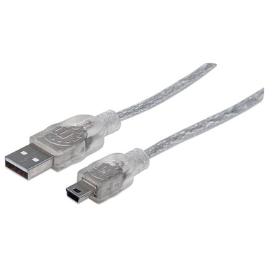 Manhattan 1.8m USB Cable câble USB 1,8 m USB 2.0 USB A Mini-USB B Argent