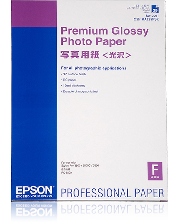 Epson Pap Photo Premium Glacé 255g 25f. A2 (0,420x0,594m)