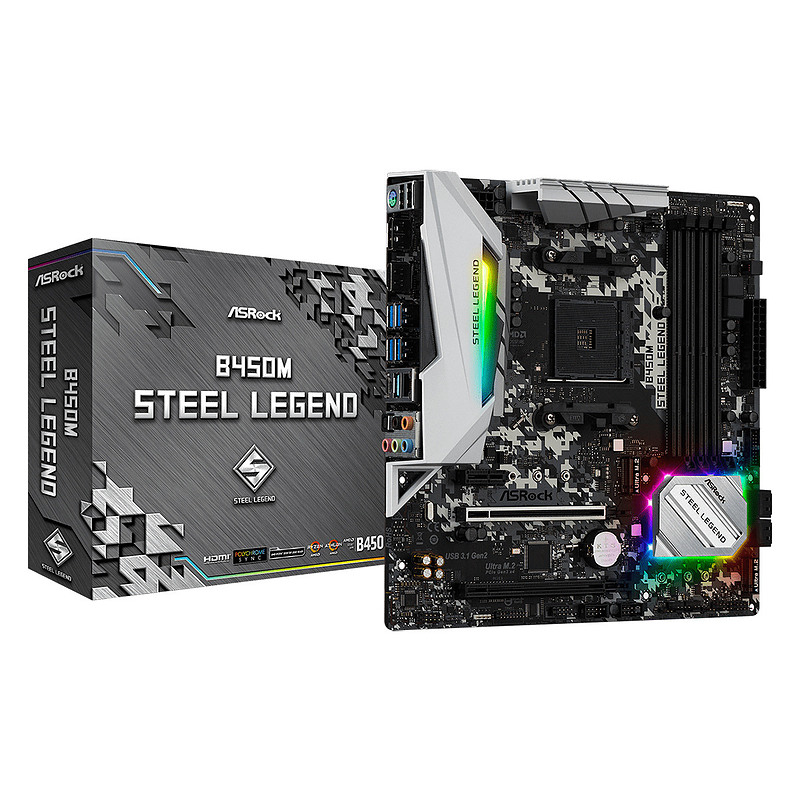 Asrock B450 STEEL LEGEND carte mère AMD B450 Emplacement AM4 micro ATX