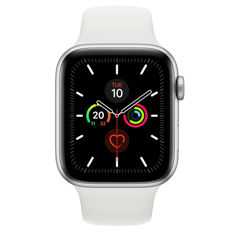Apple Watch Series 5 44 mm OLED Argent GPS (satellite)