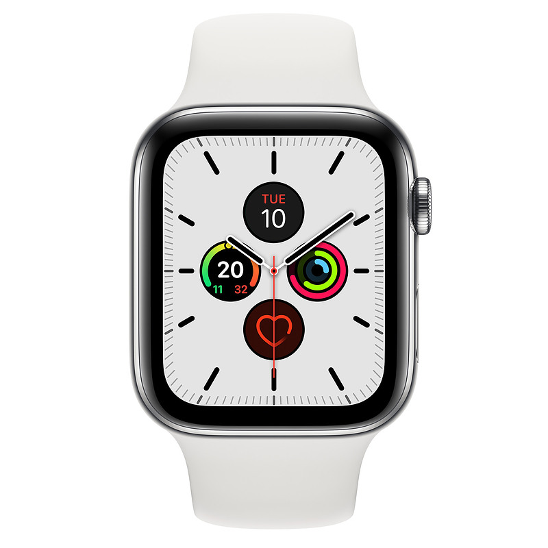 Apple Watch Series 5 44 mm OLED 4G Acier inoxydable GPS (satellite)