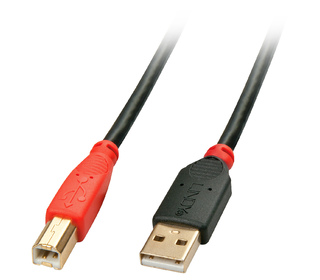 Lindy 42761 câble USB 10 m USB 2.0 USB A USB B Noir, Rouge