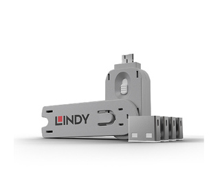 Lindy 40454 bloqueur de port Port blocker + key USB Type-A Blanc Acrylonitrile-Butadiène-Styrène (ABS) 5 pièce(s)
