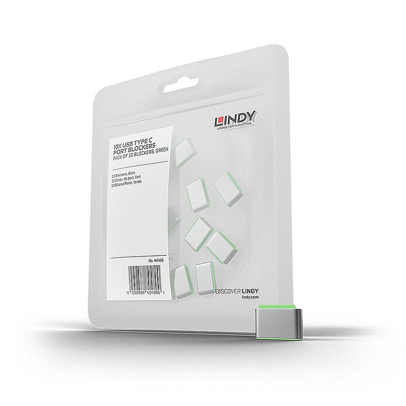 Lindy 40438 bloqueur de port USB Type-C Vert 10 pièce(s)