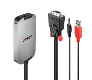 Lindy 38296 câble vidéo et adaptateur Noir, Blanc