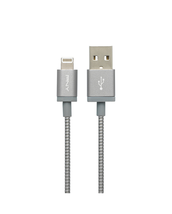PNY USB A/Lightning 1.2m 1,2 m Gris, Métallique