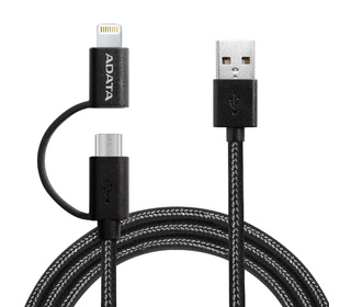ADATA AMFI2IN1-200CMK-CBK câble USB 2 m USB 2.0 USB A Micro-USB B/Lightning Noir