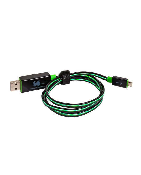 RealPower USB A/Micro-USB B 0.75m câble USB 0,75 m USB 2.0 Noir, Vert
