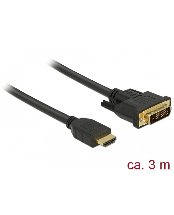 DeLOCK 85655 câble vidéo et adaptateur 3 m HDMI Type A (Standard) DVI Noir
