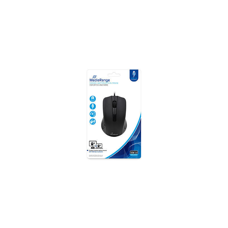 MediaRange MROS210 souris Droitier USB Type-A Optique 1000 DPI