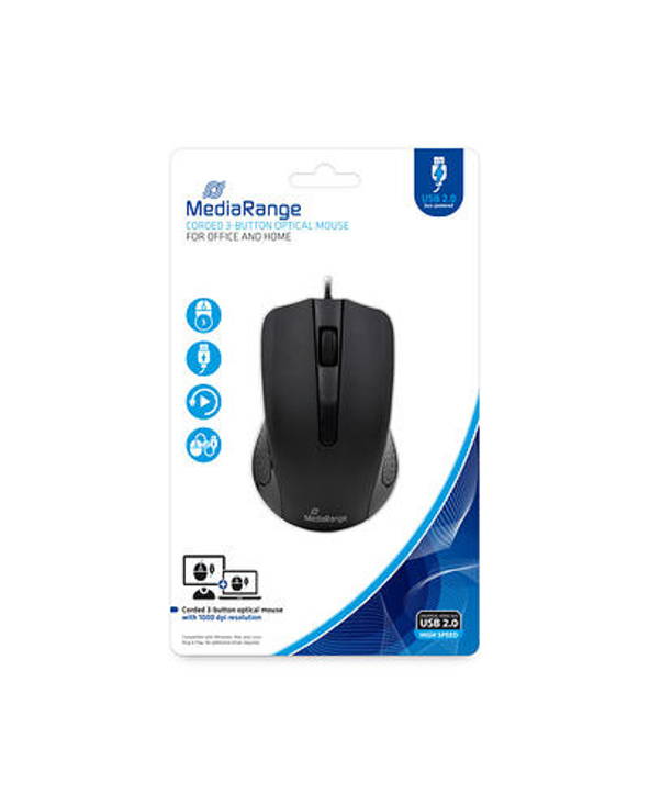 MediaRange MROS210 souris Droitier USB Type-A Optique 1000 DPI