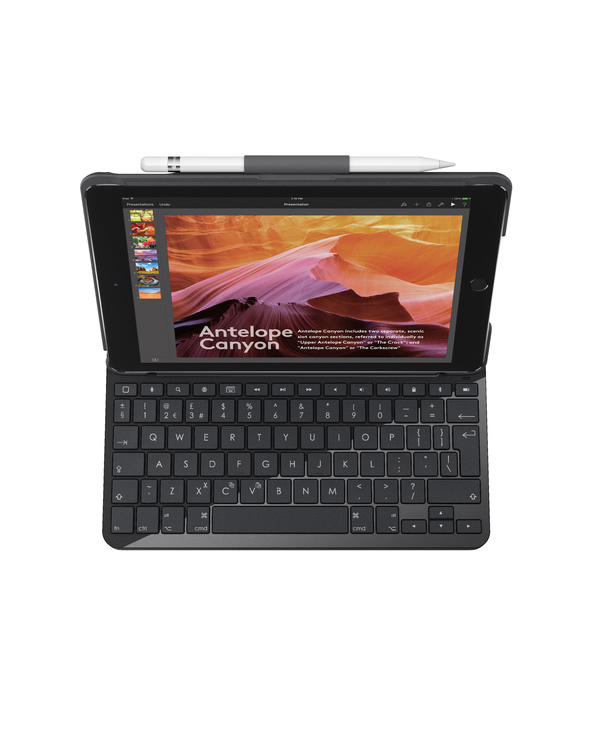 Logitech SLIM FOLIO with Integrated Bluetooth Keyboard for iPad (5th and 6th generation) Charbon, Noir QWERTZ Suisse