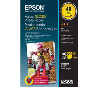 Epson Value Glossy Photo Paper - 10x15cm - 2x 20 Feuilles (BOGOF)