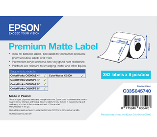 Epson Premium Matte Label - Die-Cut Roll: 105mm x 210mm, 282 labels