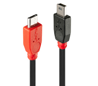 Lindy 31719 câble USB 2 m USB 2.0 Mini-USB B Micro-USB B Noir, Rouge