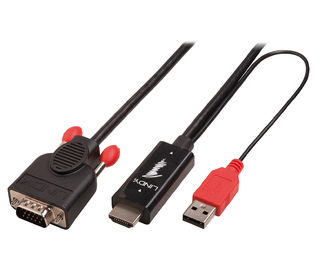 Lindy 41455 câble vidéo et adaptateur 1 m HDMI + USB VGA (D-Sub) Noir