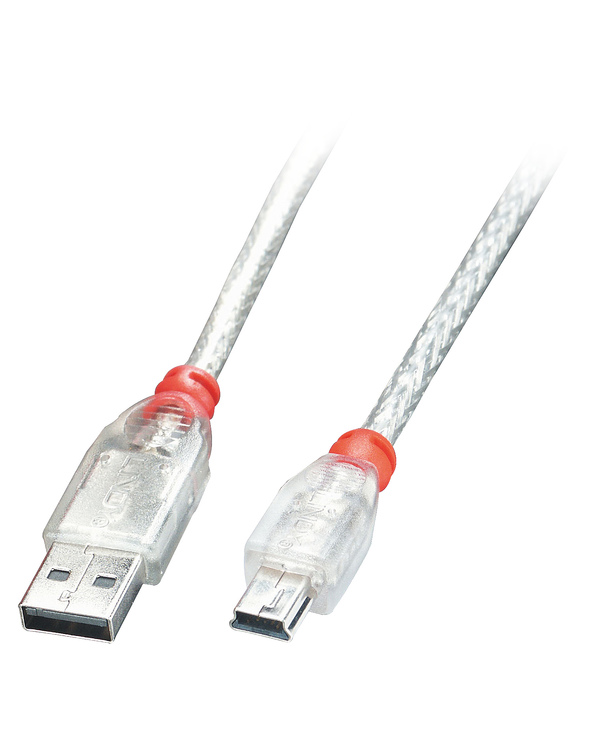 Lindy 41783 câble USB 2 m USB 2.0 USB A Mini-USB B Transparent