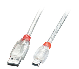 Lindy 41782 câble USB 1 m USB 2.0 USB A Mini-USB B Transparent