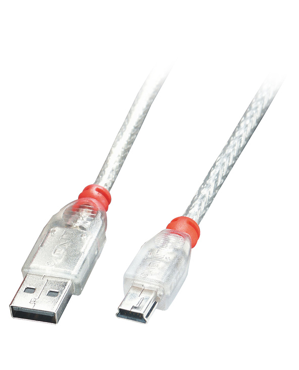 Lindy 41784 câble USB 3 m USB 2.0 USB A Mini-USB B Transparent