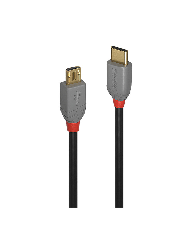 Lindy 36890 câble USB 0,5 m USB 2.0 USB C Micro-USB B Noir, Gris