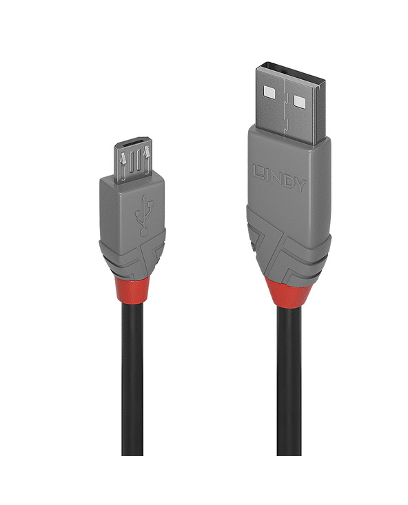 Lindy 36733 câble USB 2 m USB 2.0 USB A Micro-USB B Noir, Gris