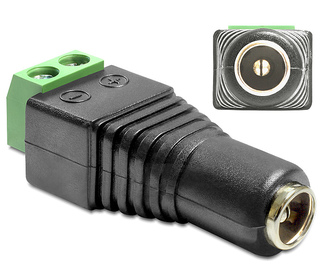 DeLOCK 65421 changeur de genre de câble DC 2.1 x 5.5 mm 2p Noir, Vert, Argent