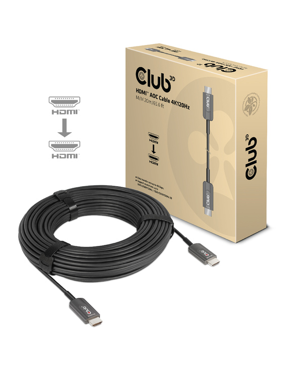 CLUB3D HIGH SPEED HDMI AOC CABLE 8K60HZ 20M M/M câble HDMI HDMI Type A (Standard) Noir