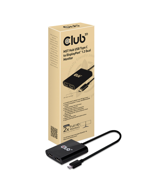 CLUB3D MST Hub USB3.1 (Gen1) Type C to DisplayPort 1.2 Dual Monitor