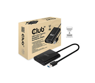CLUB3D USB3.2 Gen1 Type A to 2x DisplayPort1.2 Dual Monitor 4K60Hz DisplayLink Video Splitter