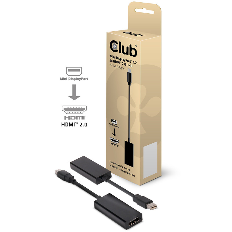 CLUB3D CAC-1170 changeur de genre de câble Mini DisplayPort 1.2 HDMI 2.0 Noir