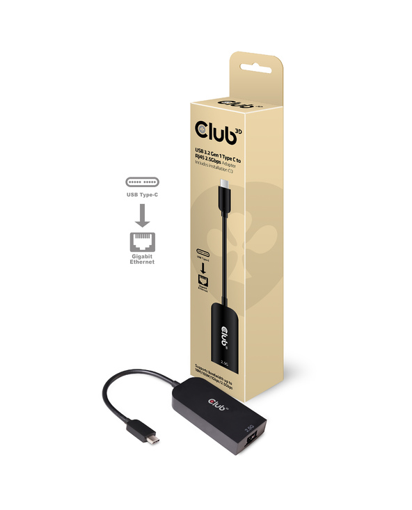CLUB3D CAC-1520 changeur de genre de câble USB C Ethernet Noir