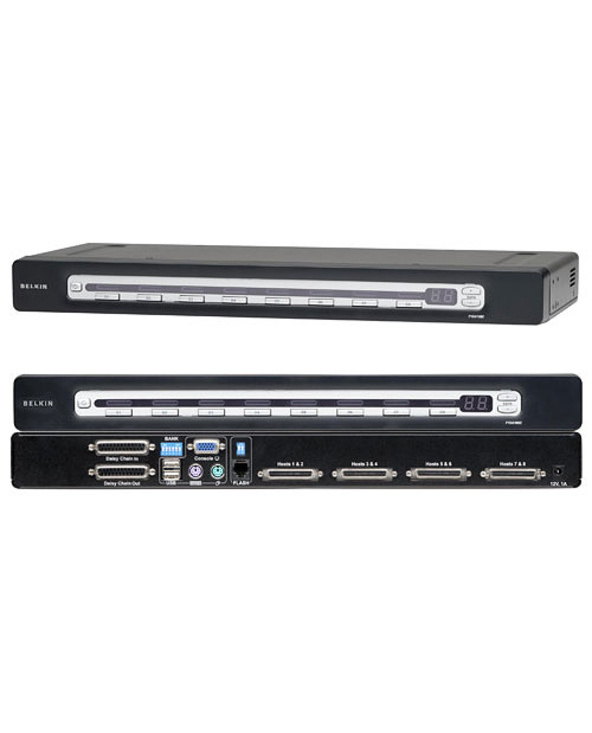 Belkin OmniView PRO3 USB & PS/2 KVM Switch commutateur écran, clavier et souris Noir