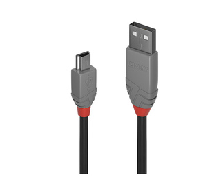 Lindy 36721 câble USB 0,5 m USB 2.0 USB A Mini-USB B Noir, Gris