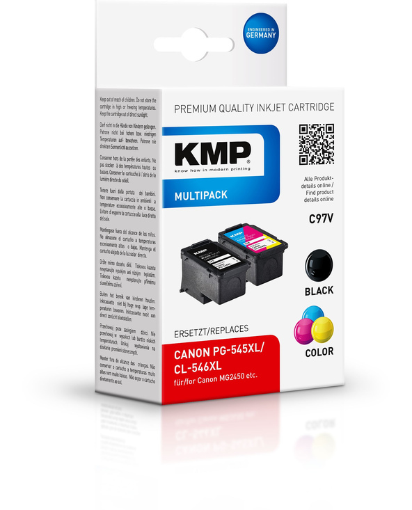 KMP C97V cartouche d'encre 2 pièce(s) Compatible Rendement élevé (XL) Noir, Cyan, Magenta, Jaune