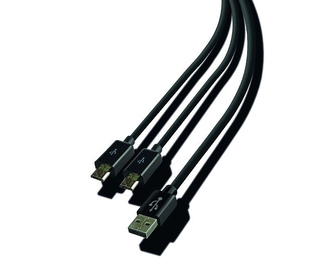 Steelplay JVAPS400040 câble USB 3 m USB 2.0 USB A 2 x Micro-USB B Noir