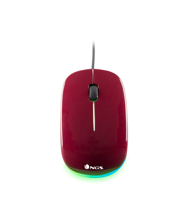 NGS Addict Maroon souris Ambidextre USB Type-A Optique 1000 DPI