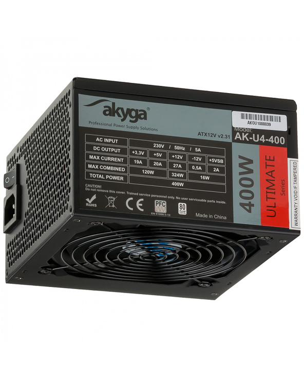 Akyga AK-U4-400 unité d'alimentation d'énergie 400 W 20+4 pin ATX ATX Noir