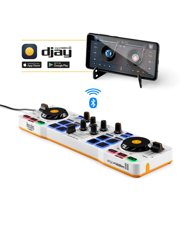 Hercules DJControl Control MIX Bluetooth Pour Smartphone et tablettes ( Andoid e 2 canaux Noir, Blanc, Jaune