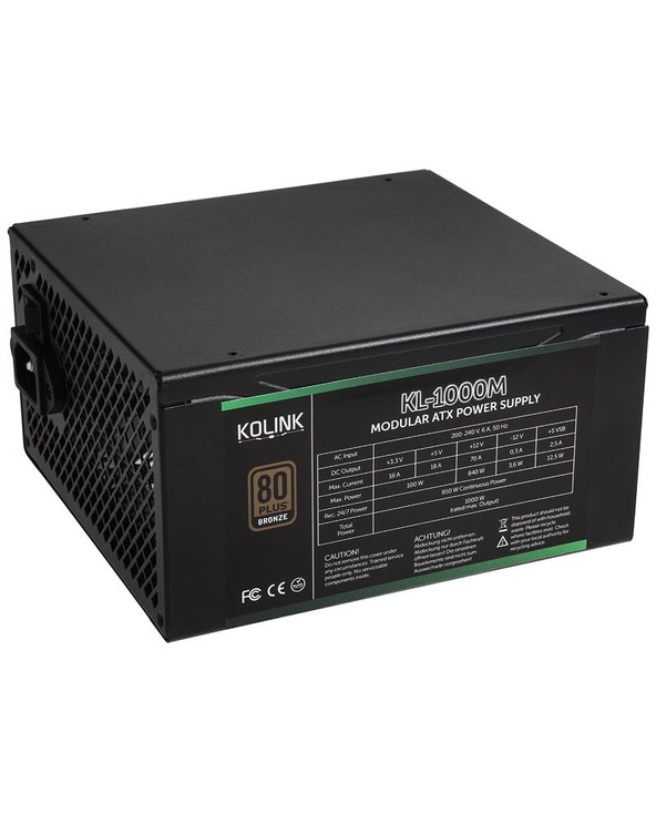 Kolink KL-1000M unité d'alimentation d'énergie 1000 W 20+4 pin ATX Noir