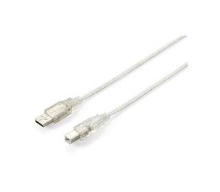 Equip 128653 câble USB 1 m USB 2.0 USB A USB B Argent, Transparent