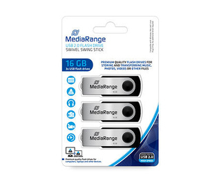 MediaRange MR910-3 lecteur USB flash 16 Go USB Type-A 2.0 Noir, Argent