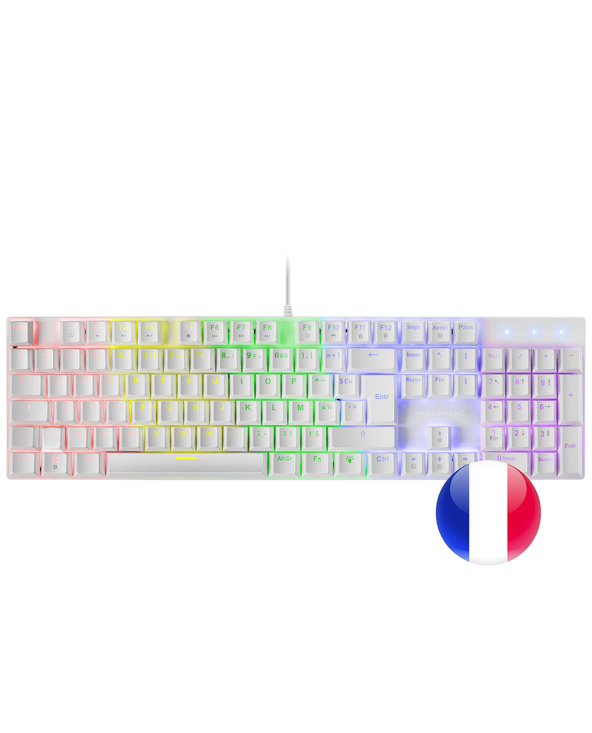 Mars Gaming MK422WBFR clavier USB AZERTY Français Blanc