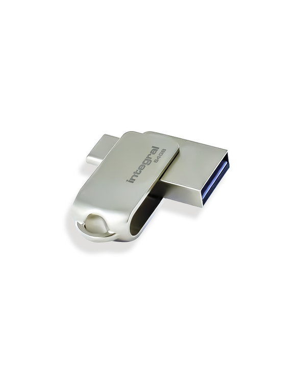Integral 64GB 360-C Dual USB-C & USB 3.0 lecteur USB flash 64 Go USB Type-A / USB Type-C 3.2 Gen 1 (3.1 Gen 1) Argent