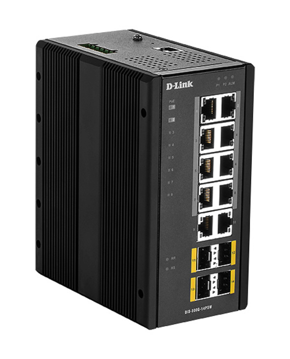 D-Link DIS‑300G‑14PSW Géré L2 Gigabit Ethernet (10/100/1000) Connexion Ethernet, supportant l'alimentation via ce port (PoE) Noi
