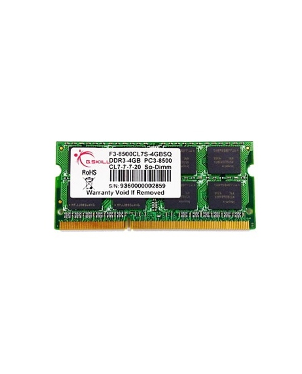 G.Skill 4GB DDR3 204-pin SO-DIMM module de mémoire 4 Go 1 x 4 Go 1066 MHz ECC