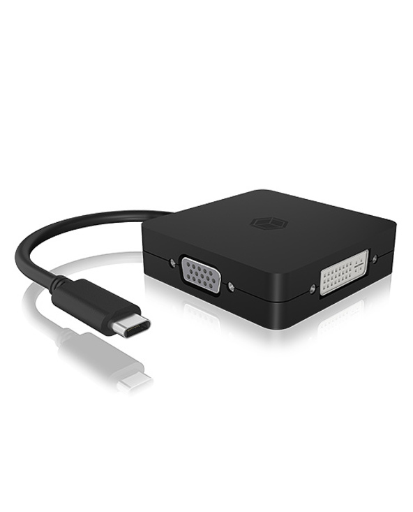 ICY BOX IB-DK1104-C 0,15 m USB Type-C DVI + VGA + DisplayPort + HDMI Noir
