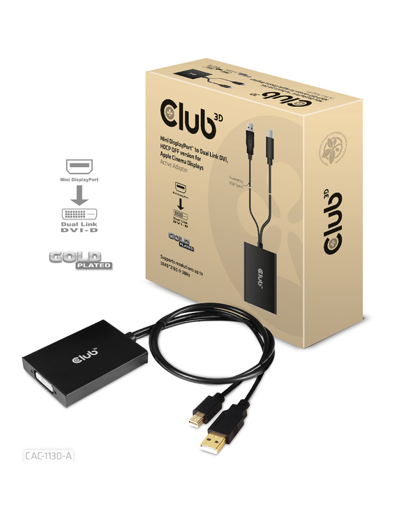 CLUB3D CAC-1130-A câble vidéo et adaptateur 0,6 m DVI-D Noir