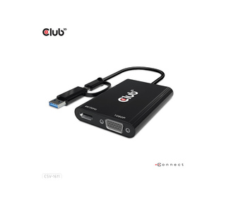 CLUB3D CSV-1611 câble vidéo et adaptateur 0,22 m USB Type-C HDMI + VGA (D-Sub) Noir